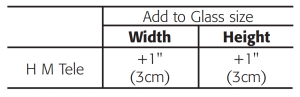 Rough Opening Dimensions Chart for Xray Glass